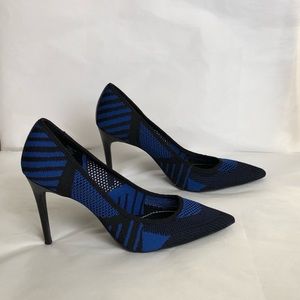 ZARA blue/black fabric high heel shoes US size 10